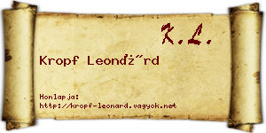 Kropf Leonárd névjegykártya