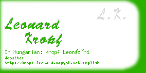 leonard kropf business card